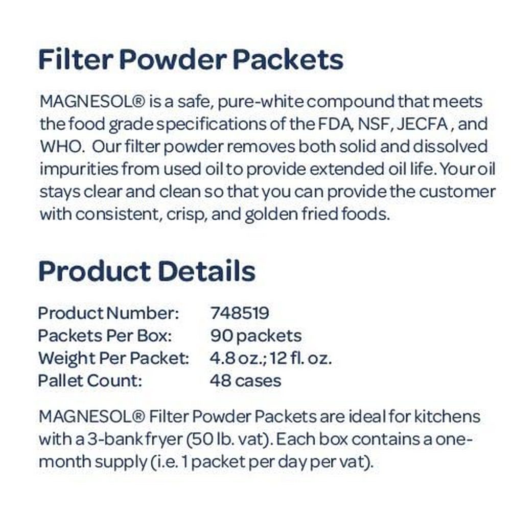 Magnesol Fryer Oil Filter Powder – 90 x 4.8 oz Portion Sachets