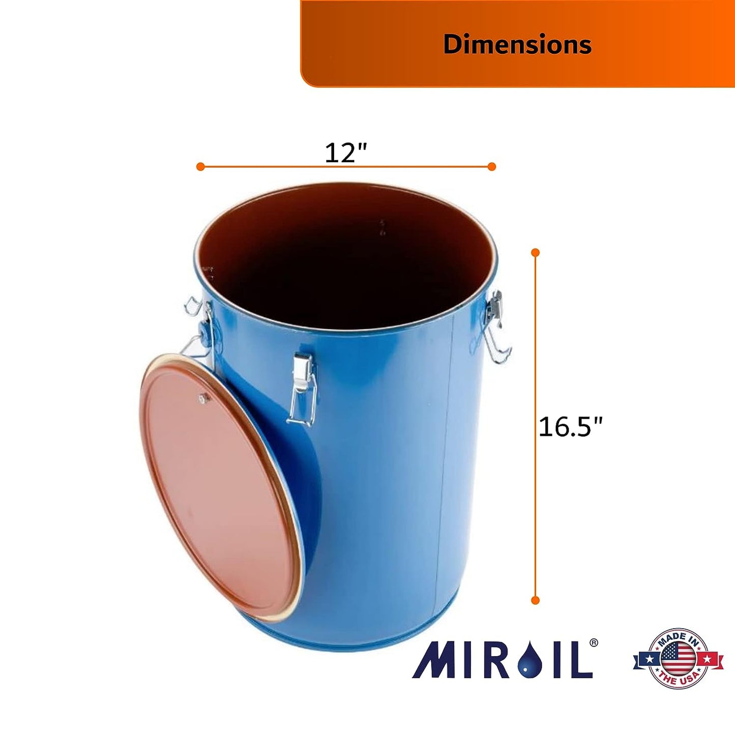 MirOil Utility Pail for Hot Oil, Model 02030 / 30L – Hold 6 Gallons