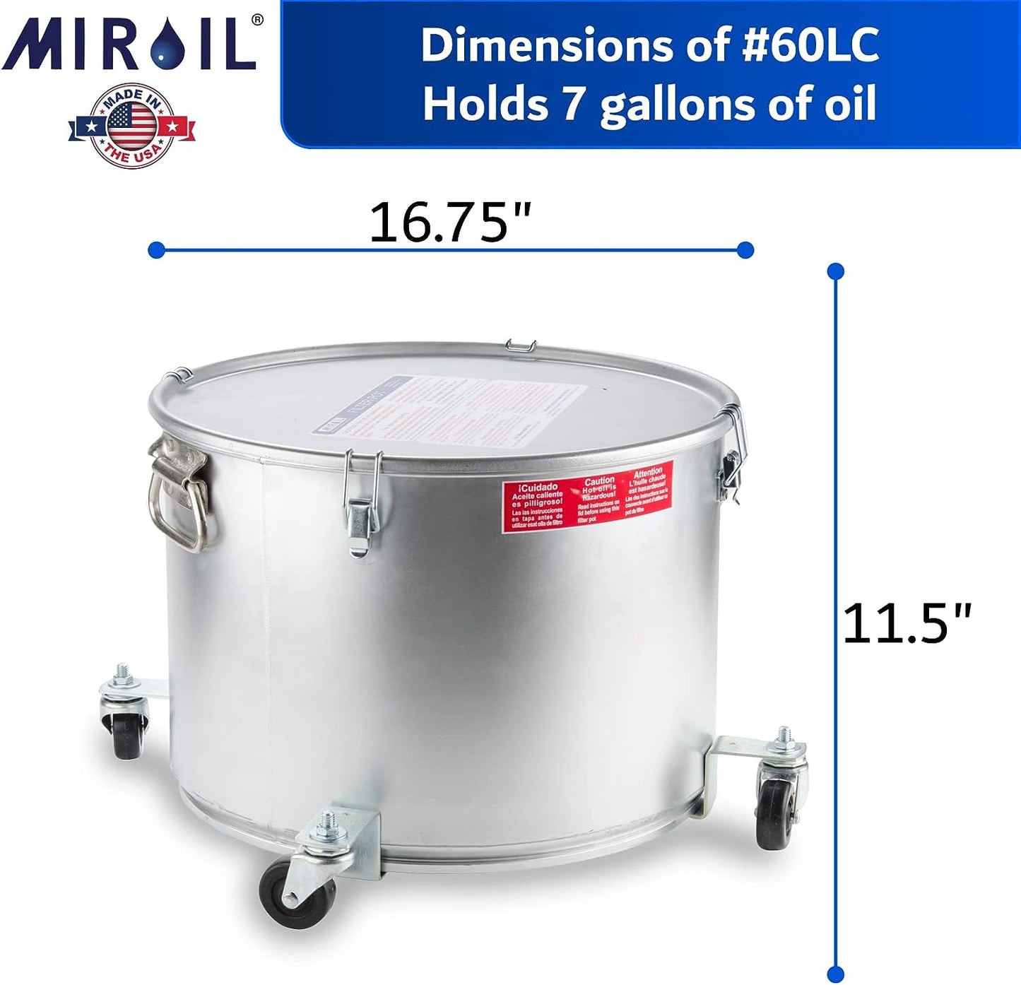MirOil Filter Pot / Grease Bucket with Mobile Base – 60LC 7 Gallon