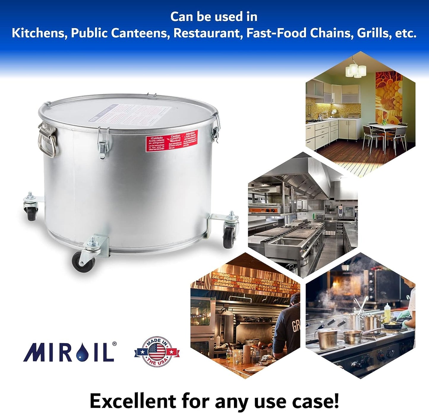 MirOil Filter Pot / Grease Bucket with Mobile Base – 60LC 7 Gallon