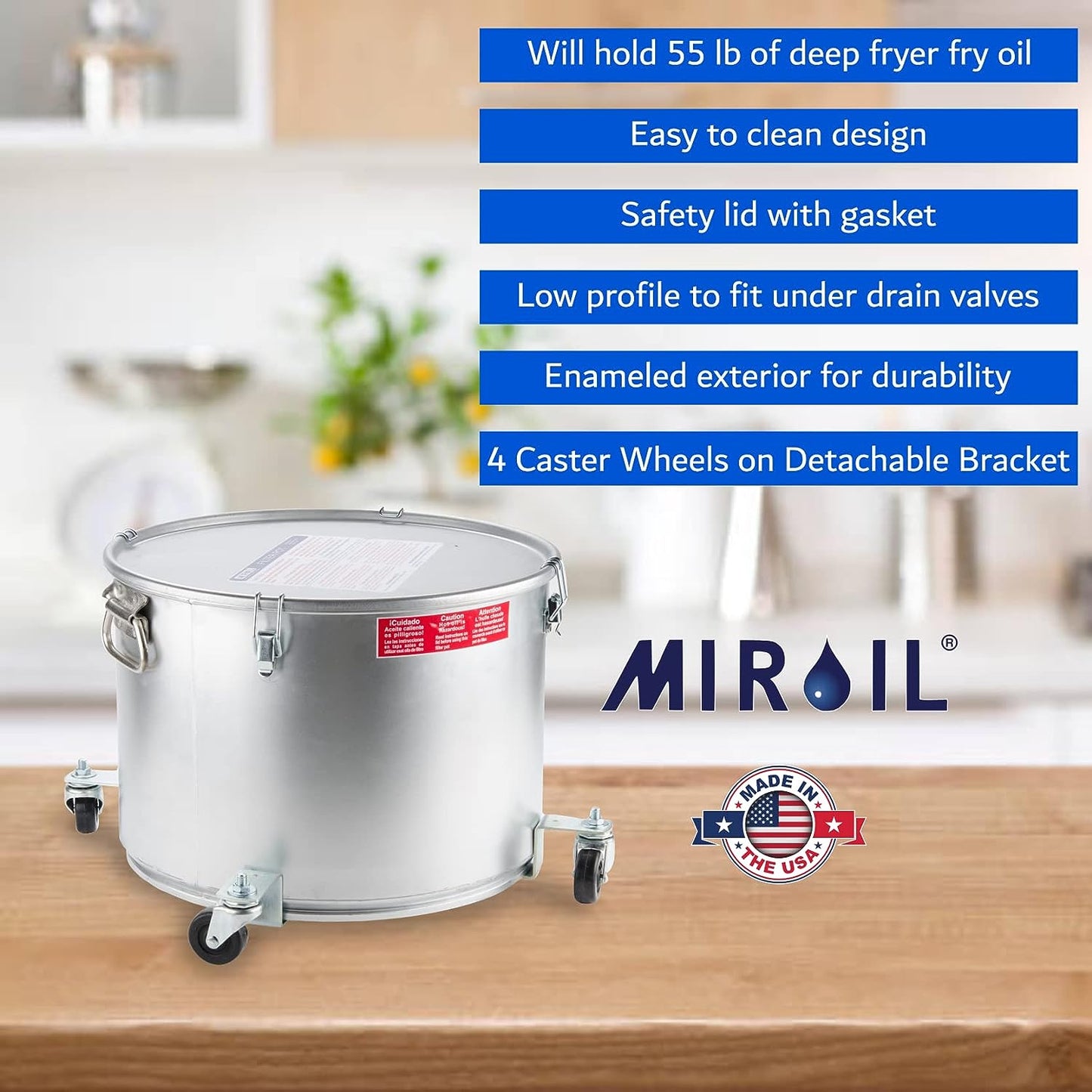 MirOil Filter Pot / Grease Bucket with Mobile Base – 60LC 7 Gallon