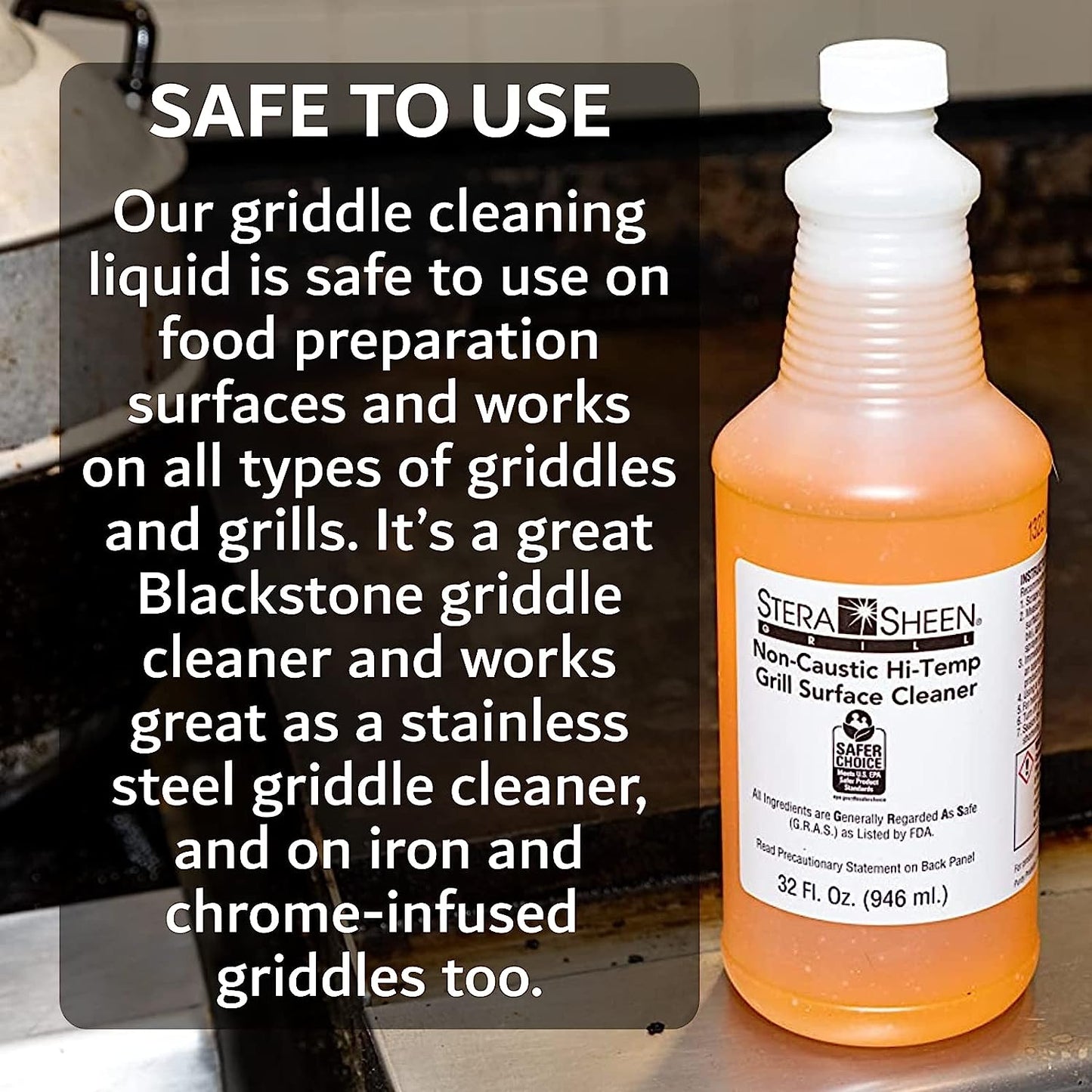 Stera-Sheen Grill Non-Caustic Grill Surface Cleaner – 1 x 32oz Bottles