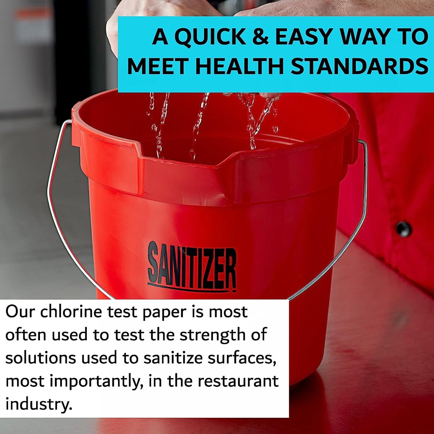 The FryOilSaver Co, Chlorine Test Strips for Restaurants and Food Service, Precision Chlorine Test Paper, 1 x Vial of 100 Chlorine Sanitizer Test Strips, 0-200 ppm, Bleach Test Strips, FMP 142-1362.