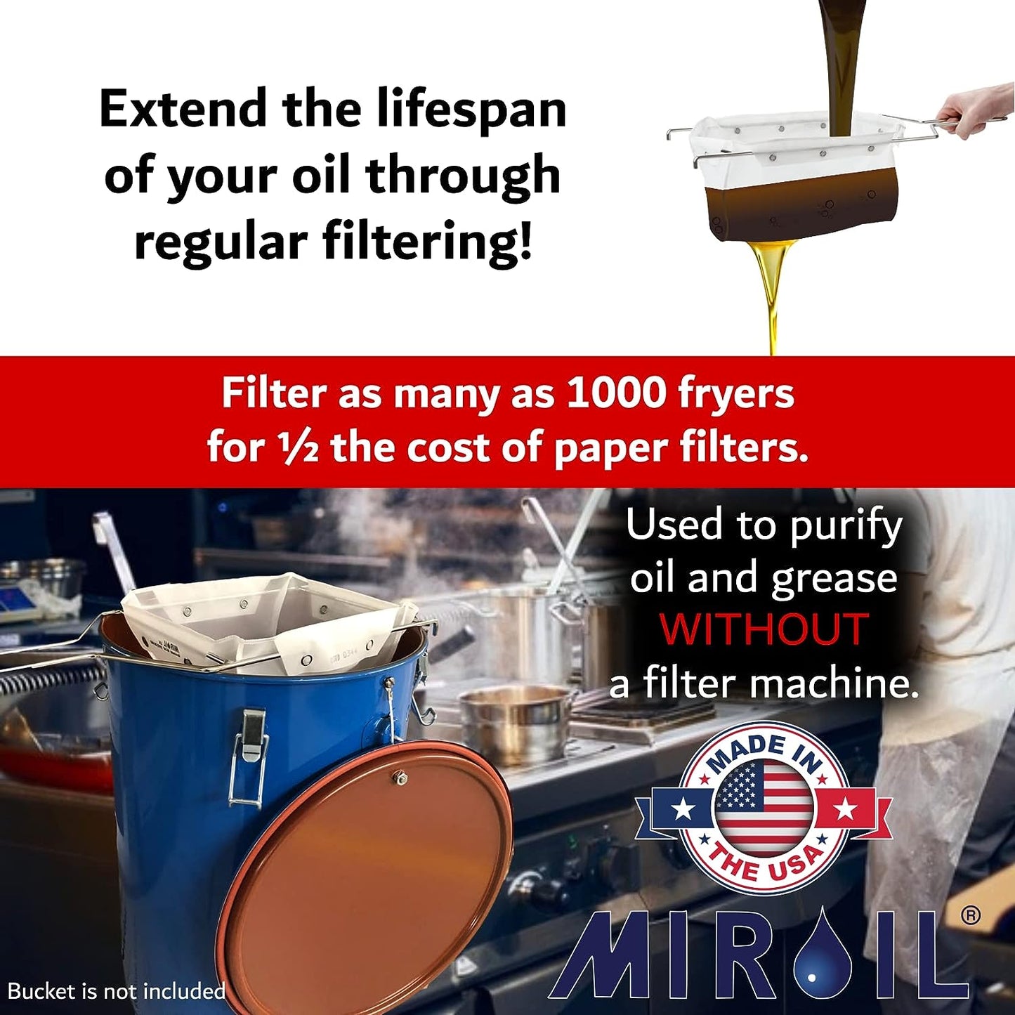 MirOil 02742 Combination CONE2B Filter Bag with D Size Frame