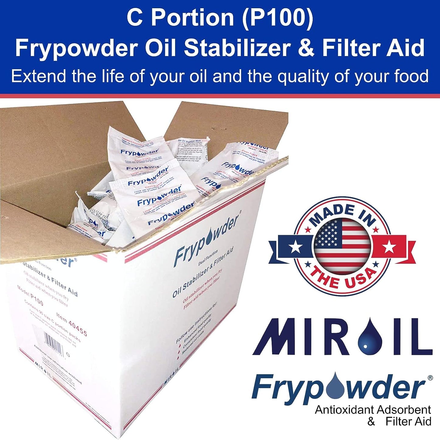 MirOil P100 FryPowder Oil Stabilizer – 90x 160ml C Size Packs