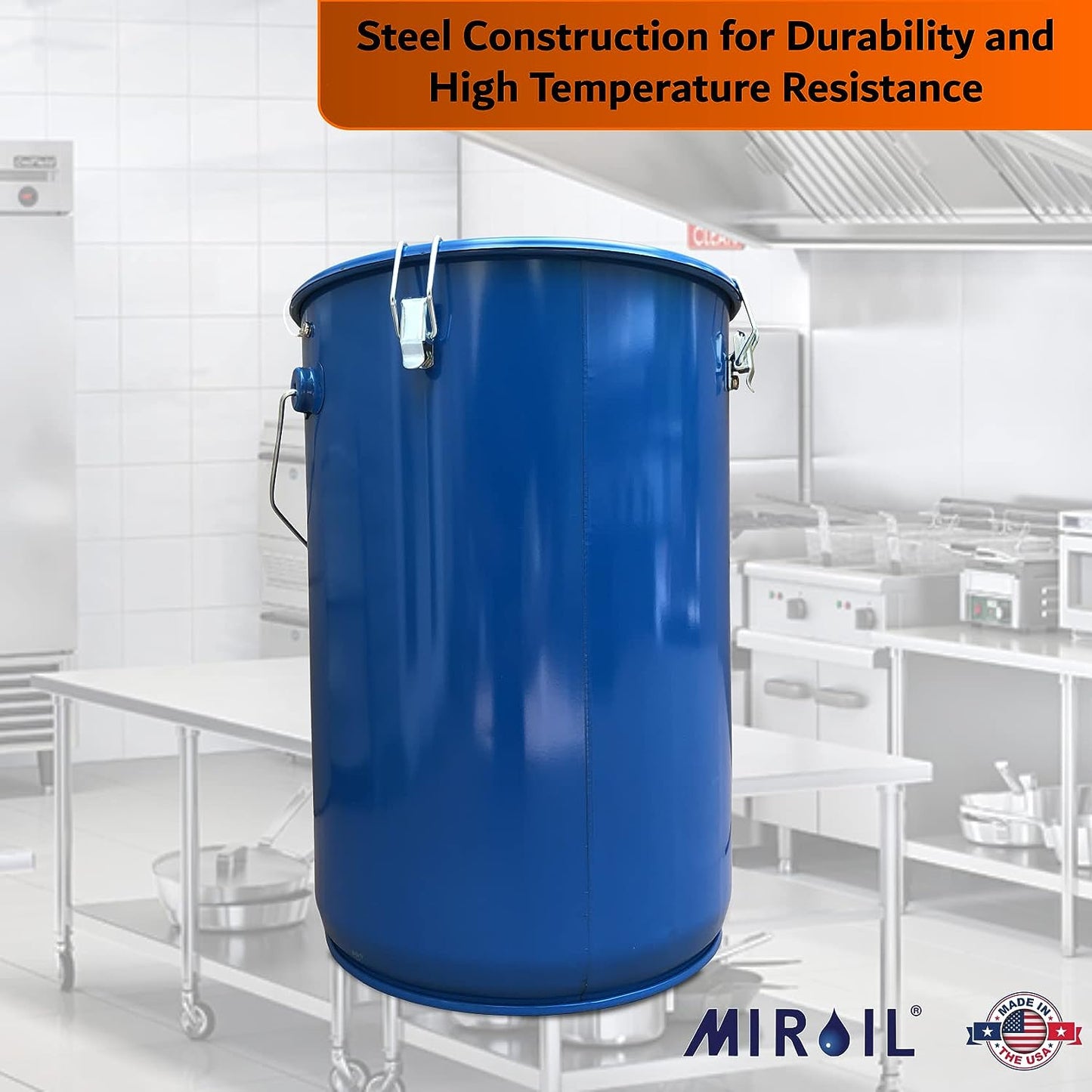 MirOil Utility Pail for Hot Oil, Model 02030 / 30L – Hold 6 Gallons