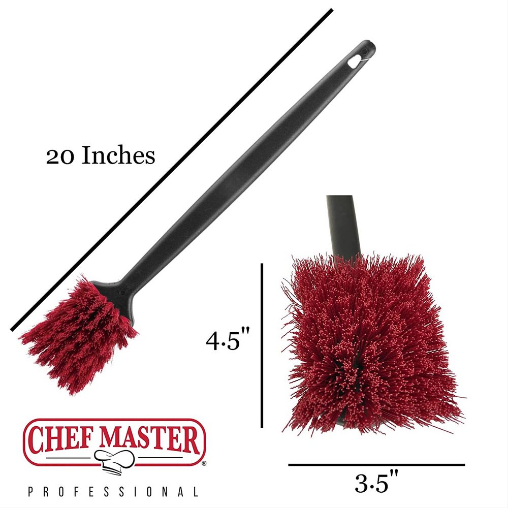FryOilSaver Co. High Heat Deep Fryer Cleaning Brush | Professional 20“ Pot and Fryer Brush with Long Handle | Withstands Heat Up to 425 F / 218 C | Model FRY-12116