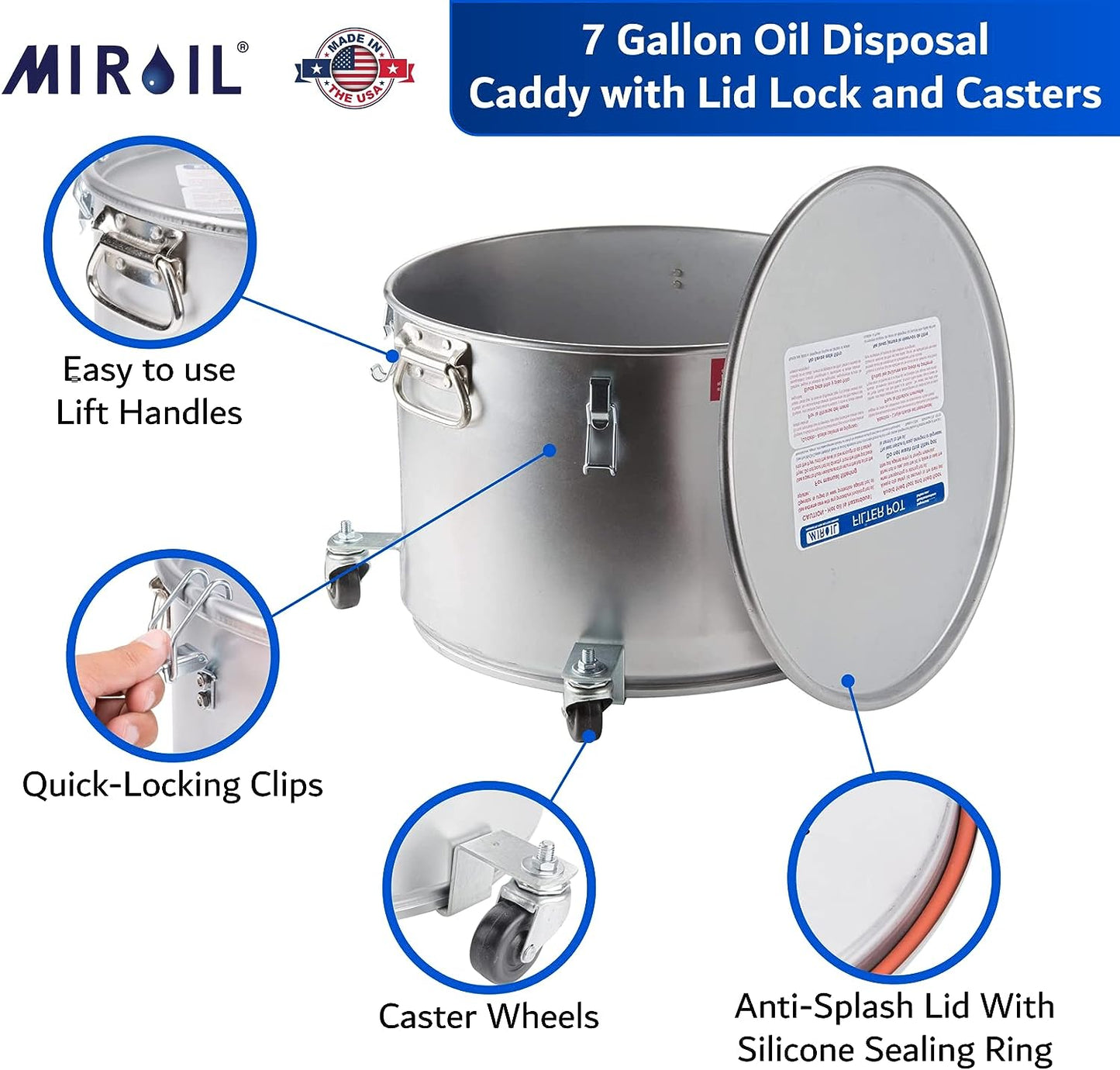 MirOil Filter Pot / Grease Bucket with Mobile Base – 60LC 7 Gallon