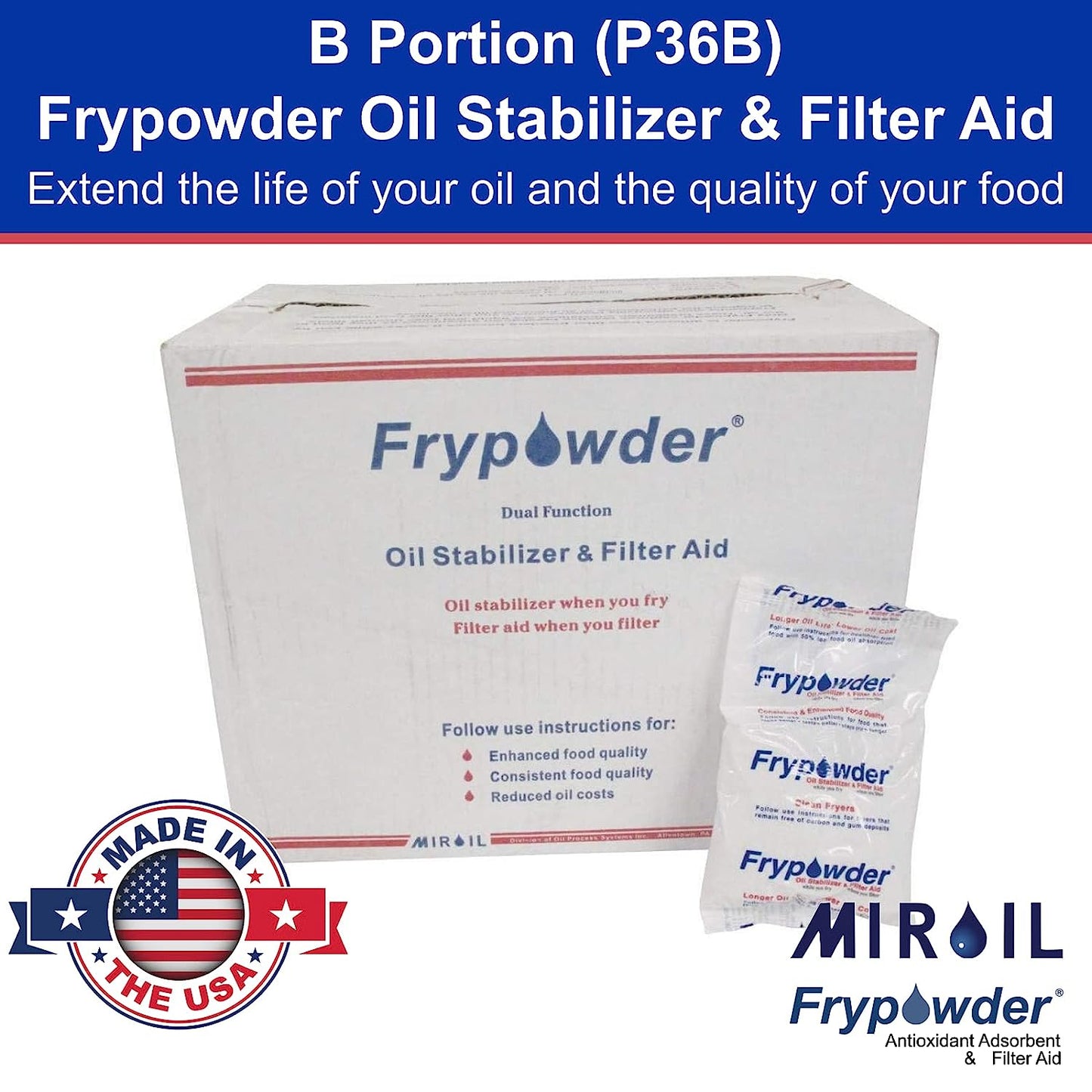 MirOil P36B FryPowder Oil Stabilizer – 72x 240ml B Size Packs