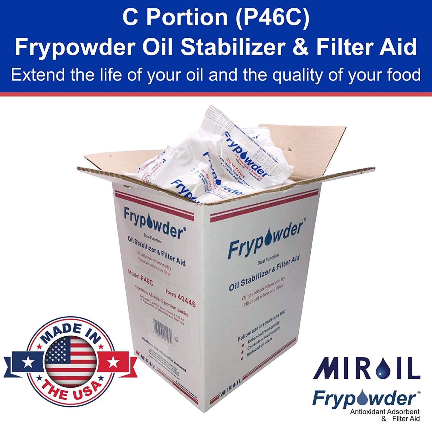 MirOil P46C FryPowder Oil Stabilizer – 46x 160ml C Size Packs