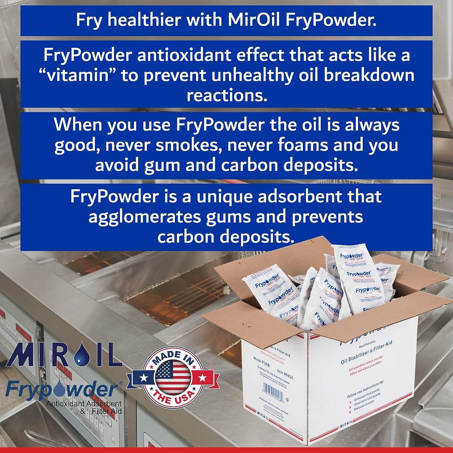 MirOil P100 FryPowder Oil Stabilizer – 90x 160ml C Size Packs