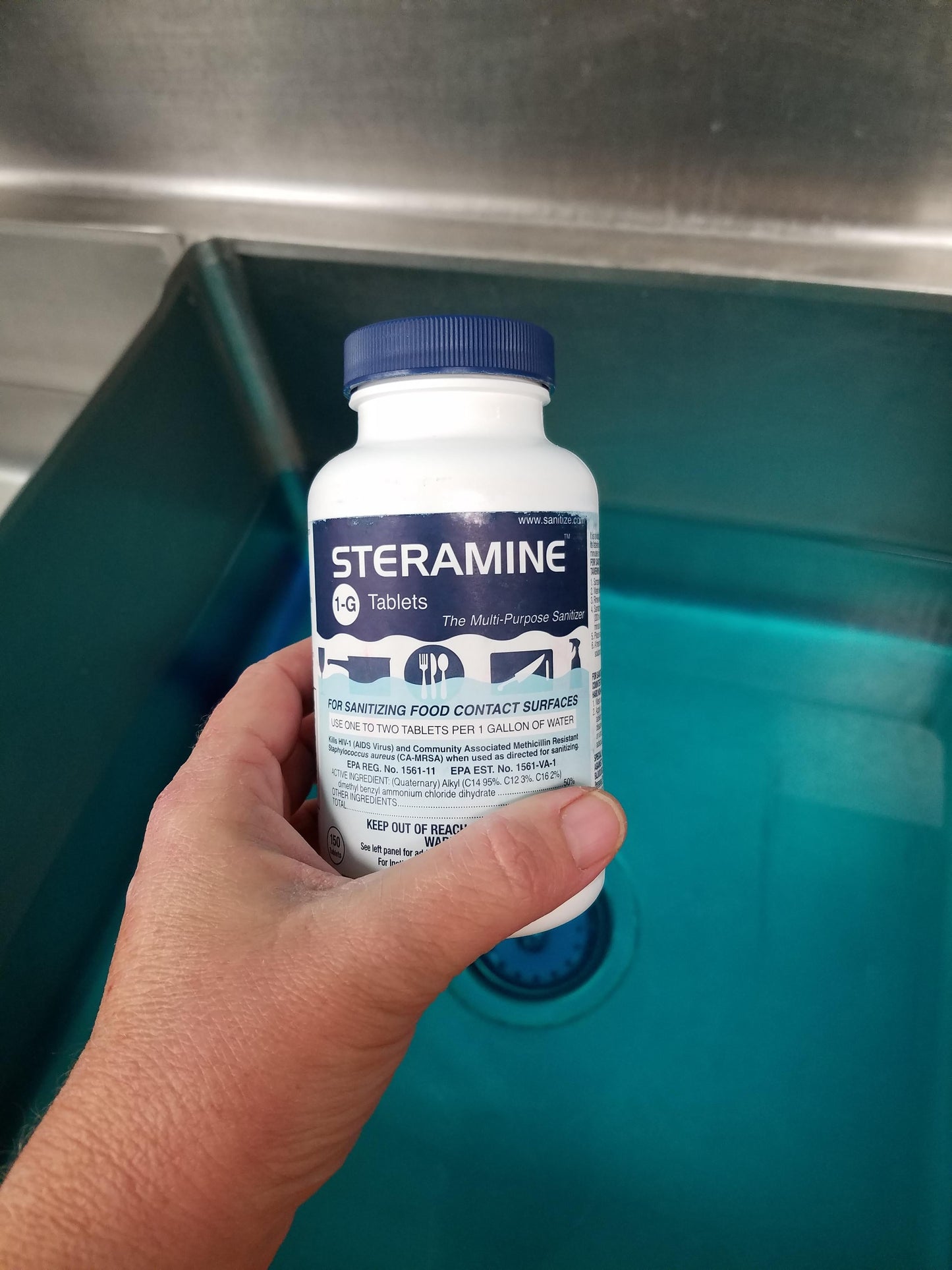 Steramine Quaternary Sanitizing Tablets – 2x 150 Count Bottle