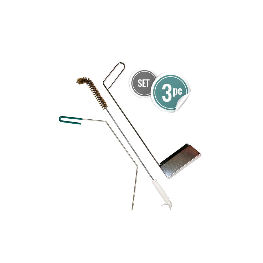 FryOilSaver Co. 3 Piece Fryer Cleaning Set – Cleaning Rod, Bristle Brush & Crumb Scoop