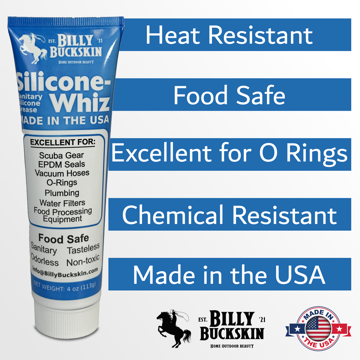 Billy Buckskin Co Silicone Grease Food Grade Machine Lube – 4x 4oz Tube