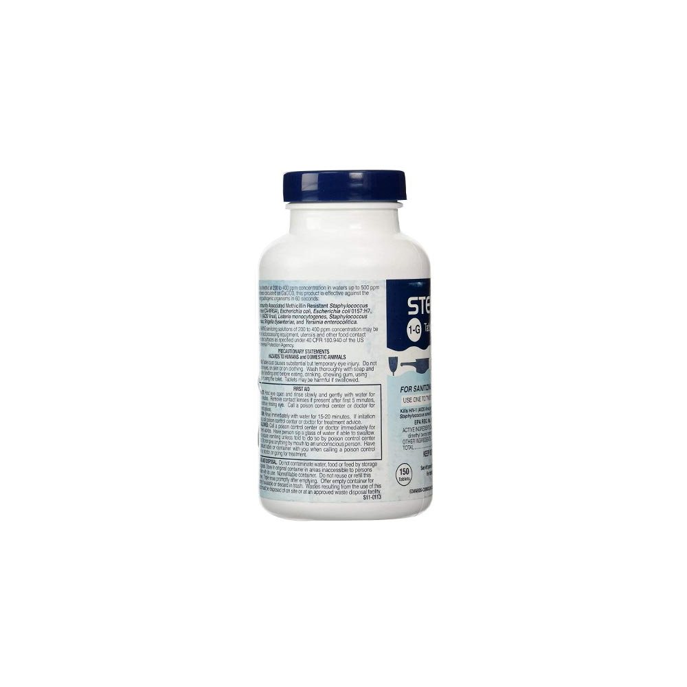Steramine Quaternary Sanitizing Tablets – 2x 150 Count Bottle