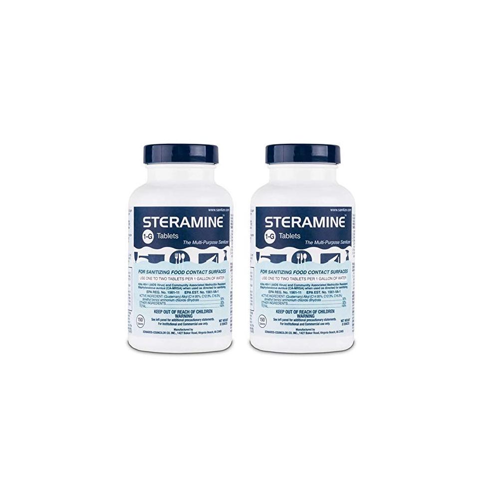 Steramine Quaternary Sanitizing Tablets – 2x 150 Count Bottle