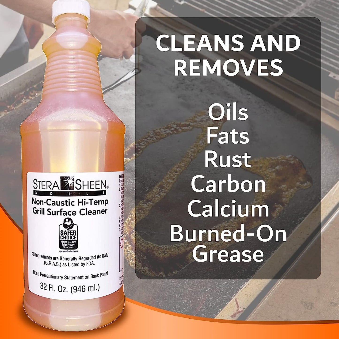 Stera-Sheen Grill Non-Caustic Grill Surface Cleaner – 1 x 32oz Bottles