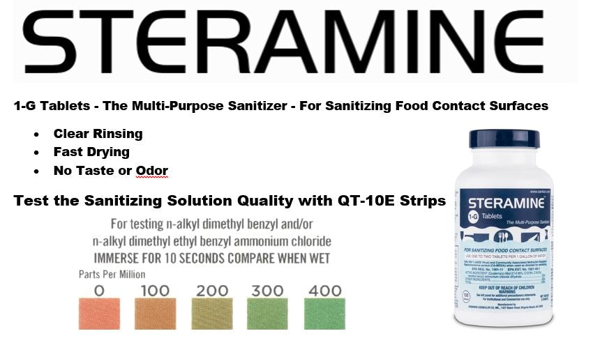 Steramine Quaternary Sanitizing Tablets – 6x 150 Count Bottle